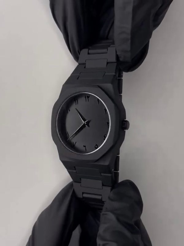 Black Aura Quartz Watch– Lightweight Design, Arabic Dial Black Aura Arabic Watch For Men– Trendy Fiber Plastic Timepiece With Arabic Numerals