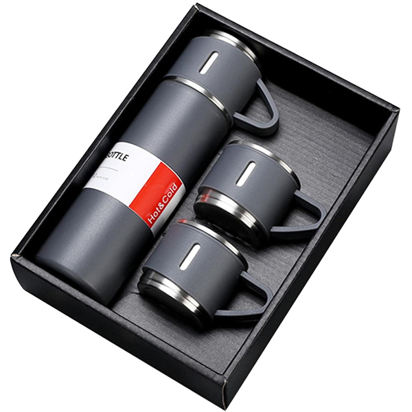 Stainless Steel Vacuum Flask & Extra Cups Set