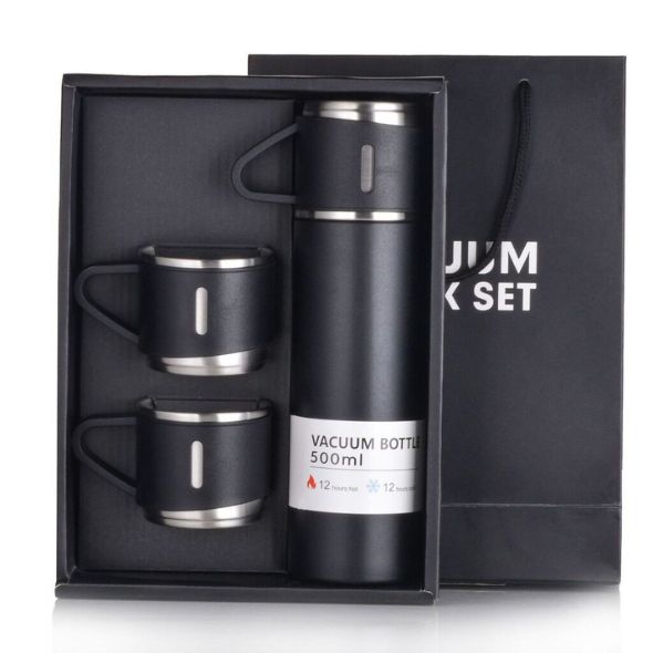 Stainless Steel Vacuum Flask & Extra Cups Set