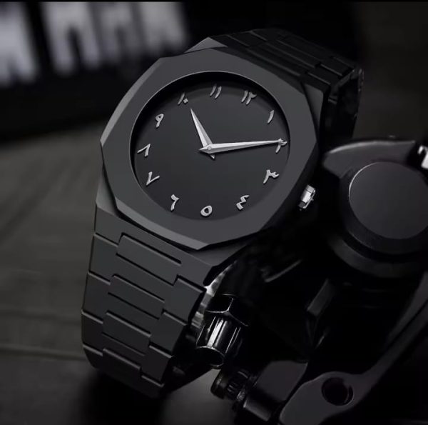 Black Aura Quartz Watch– Lightweight Design, Arabic Dial Black Aura Arabic Watch For Men– Trendy Fiber Plastic Timepiece With Arabic Numerals
