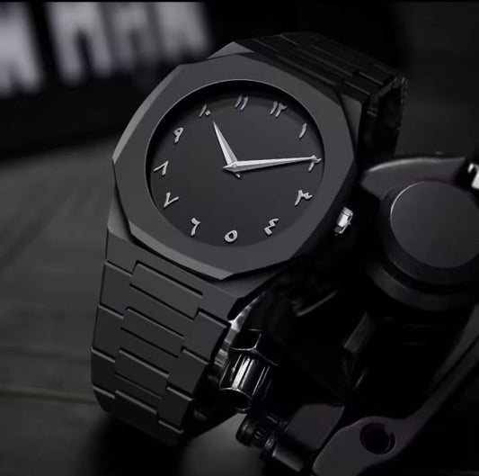 Black Aura Quartz Watch– Lightweight Design, Arabic Dial Black Aura Arabic Watch For Men– Trendy Fiber Plastic Timepiece With Arabic Numerals